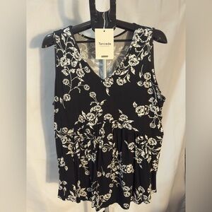 Black Floral Women's Top